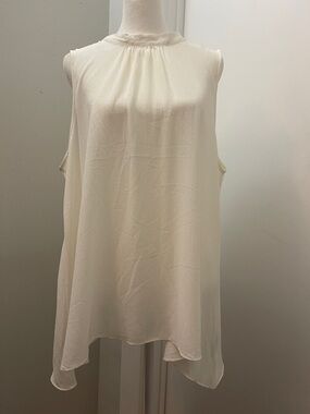 attention Cream Mock-Neck Draped Sleeveless Cami